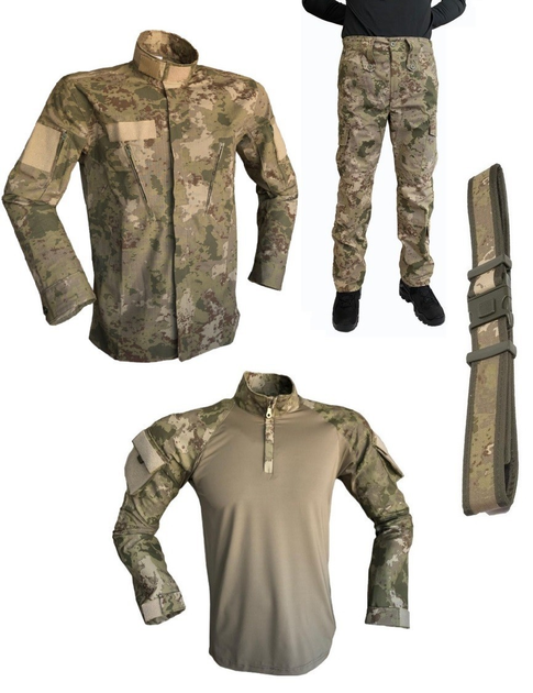 Тактическая военная форма (военный китель, тактическая рубашка убакс, военные тактические брюки, ремень) комуфляж оливия , размер XXL - изображение 1
