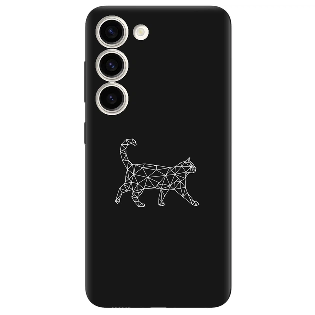 Чохол для Samsung Galaxy S23 Plus чорний матовий soft touch White cat (18570050195496223) - Фото 1 Чохол для Samsung Galaxy S23 Plus чорний матовий soft touch White cat (18570050195496223) - зображення 1