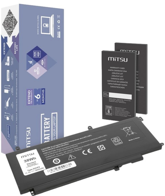 Акумулятор Mitsu для ноутбуків Dell Inspiron 15 7547/15 7548 10.8V-11.1V 3400 mAh (5904162453849) - зображення 1