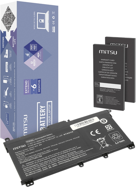 Bateria Mitsu do laptopów HP 14-BP/Pavilion 14 15 11.55V 3400 mAh (5903050378752) - obraz 1