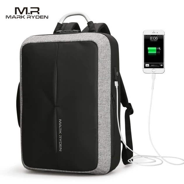 Рюкзак міський Mark Ryden Case MR6832 G для ноутбука 15,6" з USB об'єм 20 л. Сірий (із вбудованим замком) - Фото 1 Рюкзак міський Mark Ryden Case MR6832 G для ноутбука 15,6" з USB об'єм 20 л. Сірий (із вбудованим замком) - зображення 1