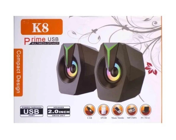 Небольшие мощьные колонки К8 Mini для компьютера, с RGB подсветкой - изображение 7