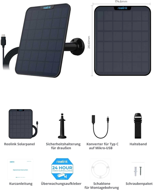 Panel słoneczny Reolink Solar Panel 2-B-Type-C (rlsp2s) - obraz 3