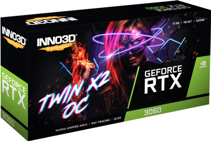 Відеокарта INNO3D PCI-Ex GeForce RTX 3060 TWIN X2 OC LHR 12G 12GB GDDR6 (192bit) (1792/15000) (1 x HDMI, 3 x DisplayPort) (N30602-12D6X-11902120H) - зображення 3