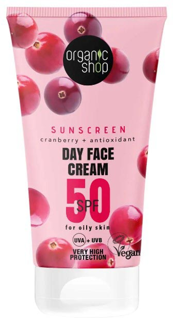Krem przeciwsłoneczny na dzień do twarzy Organic Shop 50 SPF do skóry tłustej 50 ml (4743318143286) - obraz 1