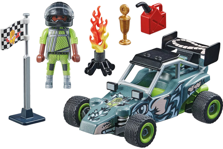 Zestaw do zabawy z figurką Playmobil Stunt Show Kaskader samochód wyścigowy (4008789710444) - obraz 2