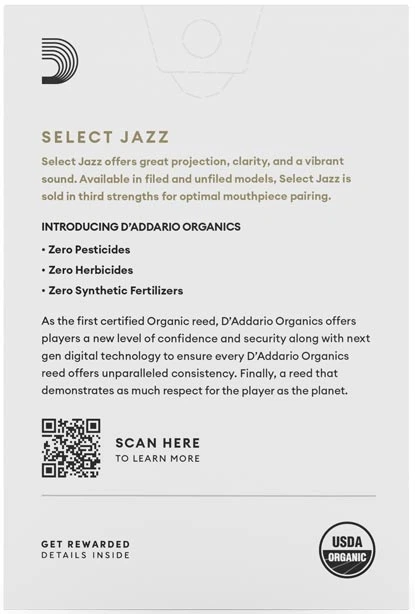 Трости для альт-саксофона D'Addario ORGANIC SELECT JAZZ - ALTO SAX FILED 2M - 10 PACK - Фото 5 Трости для альт-саксофона D'Addario ORGANIC SELECT JAZZ - ALTO SAX FILED 2M - 10 PACK - изображение 5