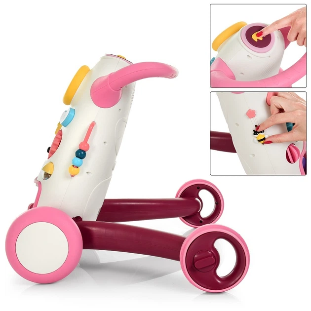 Каталка-ходунки детские Arolo K1 - свет, звук, сортер, трещетка, трещотка - розовый для девочки - изображение 4