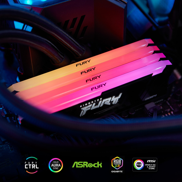 Pamięć RAM Kingston Fury DDR4-3600 32768MB PC4-28800 (Kit of 2x16384) Beast RGB 1Rx8 Black (KF436C18BB2AK2/32) - obraz 9