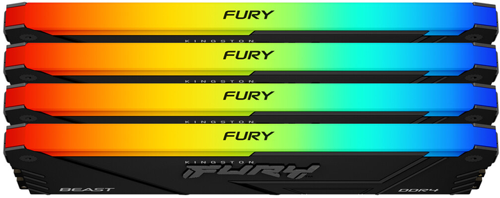 Pamięć RAM Kingston Fury DDR4-3200 65536MB PC4-25600 (Kit of 4x16384) Beast RGB 1Rx8 Black (KF432C16BB2AK4/64) - obraz 2