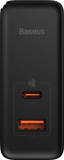 Мережевий зарядний пристрій Baseus GaN5 Pro Fast Charger C+U 100W EU (With Cable Type-C to Type-C 100W 20V/5A 1m) Black (CCGP090201) - зображення 5