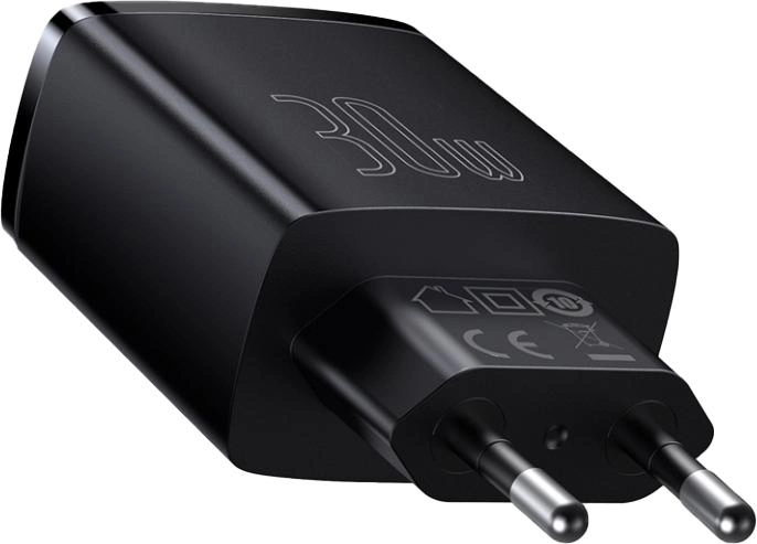 Зарядний пристрій Baseus Compact Quick Charger 2U+C 30 W EU Чорний (CCXJ-E01) - зображення 2