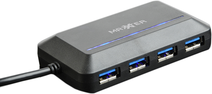 Hub Maxxter USB 3.0 Type-C na 4 porty ACT-HUB3C-4P Black - obraz 1