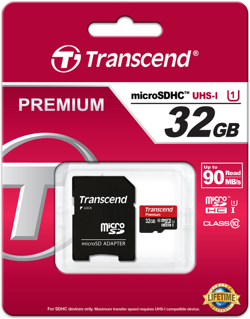 Карта пам'яті Transcend MicroSDHC UHS-I 32 GB Class 10 + SD-adapter (TS32GUSDU1) - зображення 2