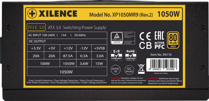 Zasilacz Xilence XP1050MR9.2 Performance X ATX 3.0 80+ Gold 140 mm 1050 W (XP1050MR9.2) - obraz 7