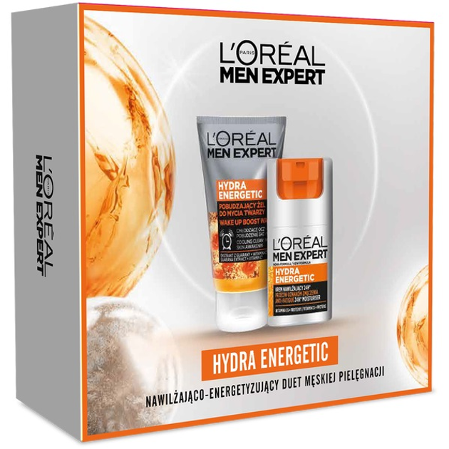 Zestaw kosmetyków pielęgnacyjnych L'Oreal Paris Men Expert Hydra Energetic krem 50 ml + żel do mycia twarzy 100 ml (5905076024682) - obraz 1