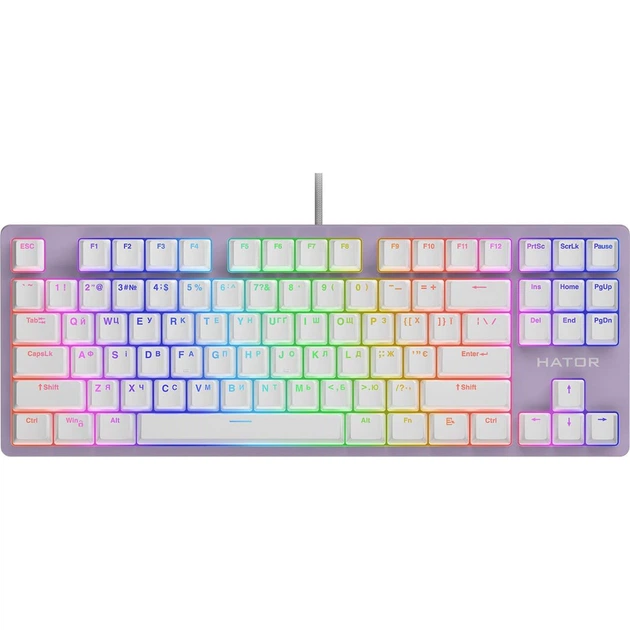 Клавіатура HATOR Rockfall 2 Mecha TKL orange RGB USB Lilac (HTK-724) - Фото 1 Клавіатура HATOR Rockfall 2 Mecha TKL orange RGB USB Lilac (HTK-724) - изображение 1