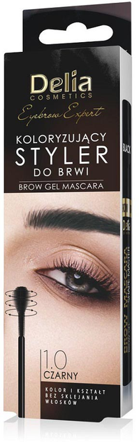 Гель для фарбування брів Delia Eyebrow Expert Brow Mascara 1.0 Black 11 мл (5901350485125) - зображення 1