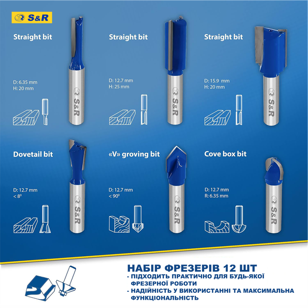 Набор фрез S&R 12 шт (216900012) - изображение 3