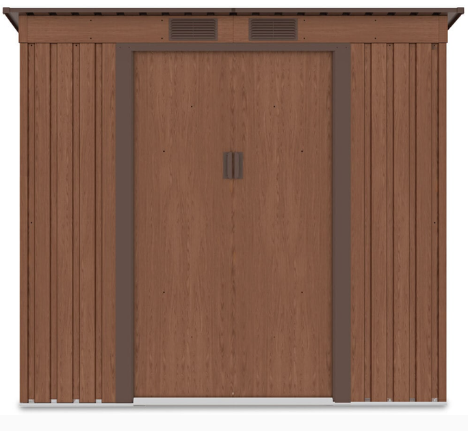 Садовий будинок сарай із навісом для інструментів OREGON 7x4 Walnut 201x121 cm 004030 - Фото 2 Садовий будинок сарай із навісом для інструментів OREGON 7x4 Walnut 201x121 cm 004030 - зображення 2