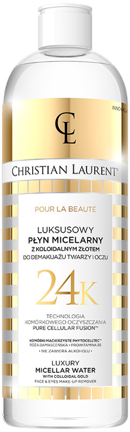 Міцелярна вода для демакіяжу обличчя та очей Christian Laurent Pour La Beaute розкішна з колоїдним золотом 500 мл (5901761962673) - зображення 1