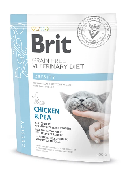 Сухой корм при избыточном весе и ожирении Brit VetDiets Obesity с курицей и горохом для взрослых кошек, 400 г - изображение 2