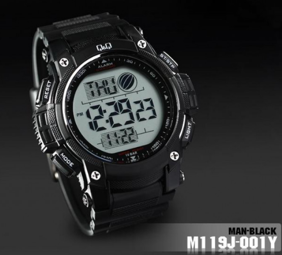 Мужские наручные часы Q&Q M119J001Y Черные с белым - изображение 2