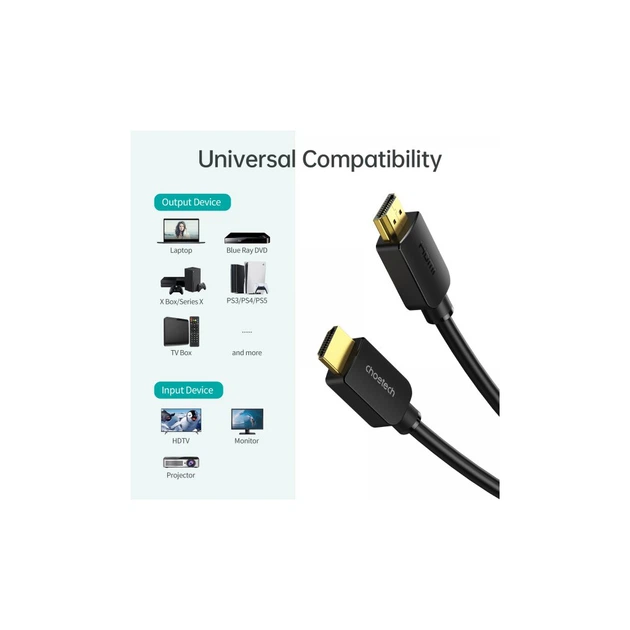 Кабель мультимедійний HDMI M to HDMI M 2.0m V2.1 8K60Hz HDR10 HLG Choetech (XHH-TP20) - Фото 3 Кабель мультимедійний HDMI M to HDMI M 2.0m V2.1 8K60Hz HDR10 HLG Choetech (XHH-TP20) - зображення 3