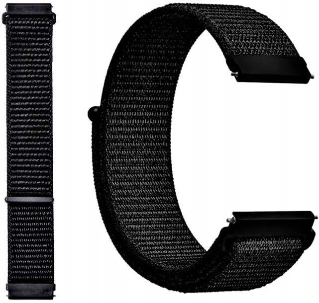 Ремешок 22мм нейлоновый на липучке BeWatch для смарт-часов Samsung, Dark Black (1021301.9UW) - изображение 7