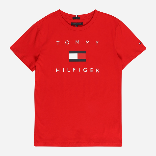 Koszulka dziecięca dla chłopca Tommy Hilfiger KB0KB07286-XNL 128 cm Czerwona (8720116818642) - obraz 1