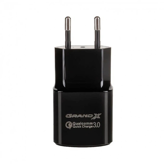 Мережевий зарядний пристрій Grand-X (1USBx3А) QC3.0 Black (CH-550TC) + кабель USB-TypeC - зображення 3
