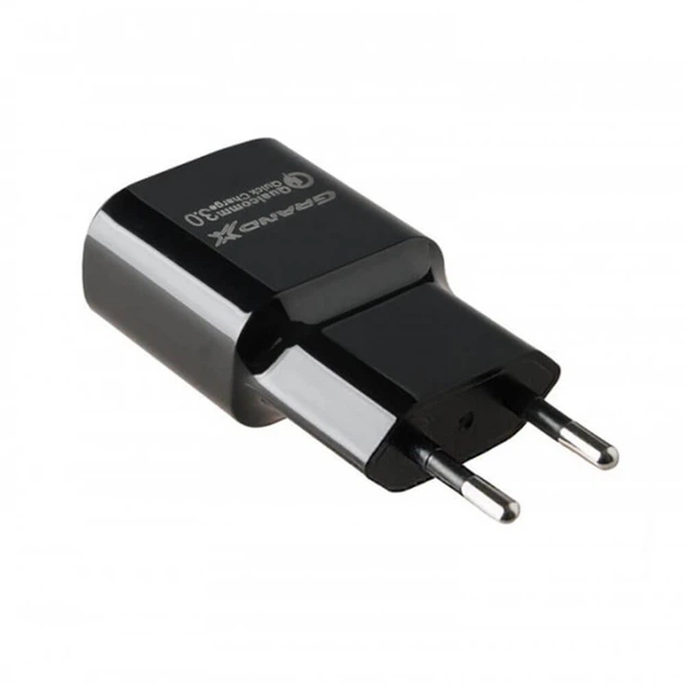 Мережевий зарядний пристрій Grand-X (1USBx3А) QC3.0 Black (CH-550TC) + кабель USB-TypeC - зображення 4