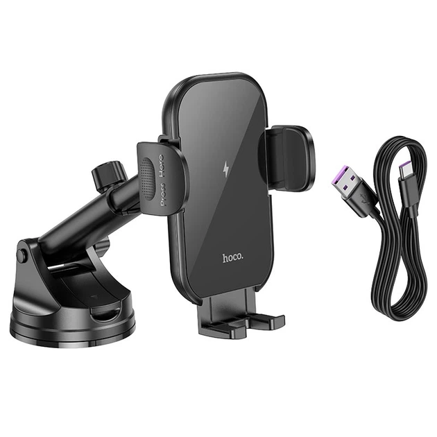 Держатель HOCO Journey wireless fast charging car holder HW5 (center console) 4,5-7 дюймов black - изображение 7