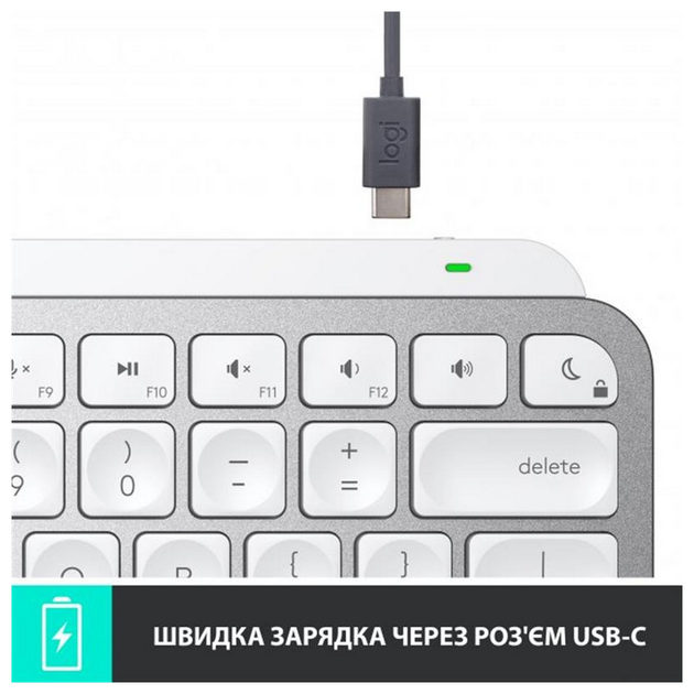 Клавіатура Logitech MX Keys Mini Wireless Illuminated UA Pale Gray (920-010499) - зображення 8