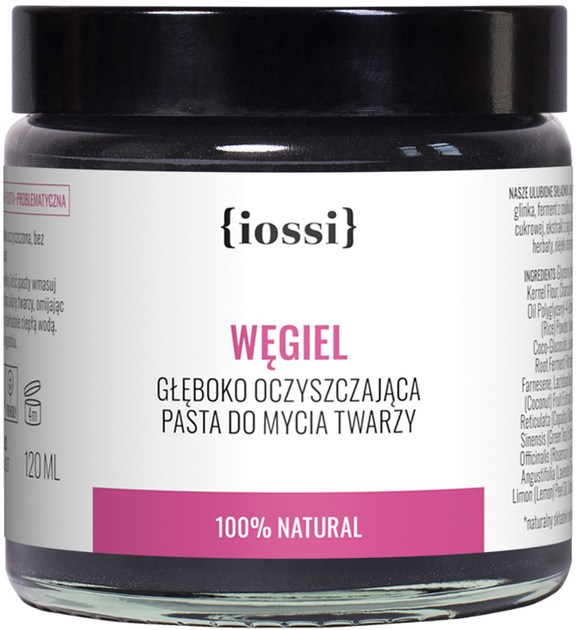 Pasta Iossi Węgiel oczyszczająca do mycia twarzy z węglem aktywnym algami i zieloną herbatą 120 ml (5907222501399) - obraz 1