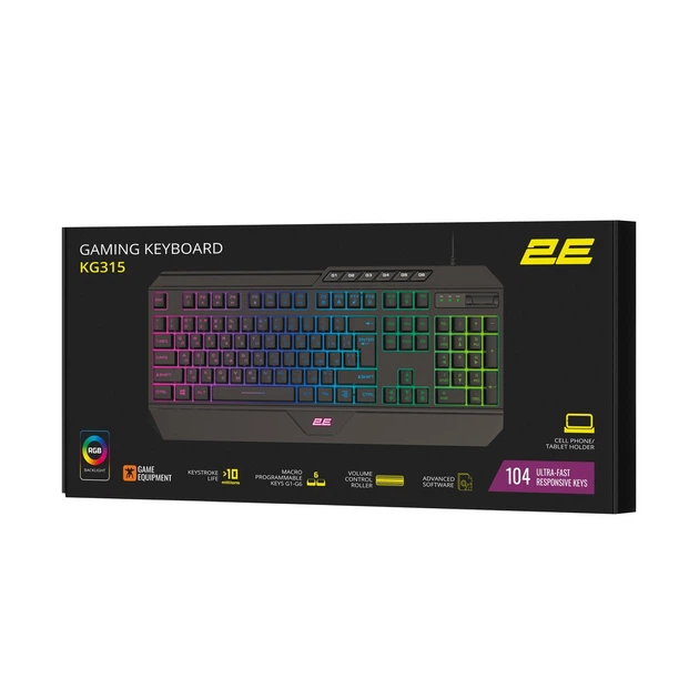 Клавиатура 2E GAMING KG315 RGB USB Black Ukr - Фото 9 Клавиатура 2E GAMING KG315 RGB USB Black Ukr - изображение 9