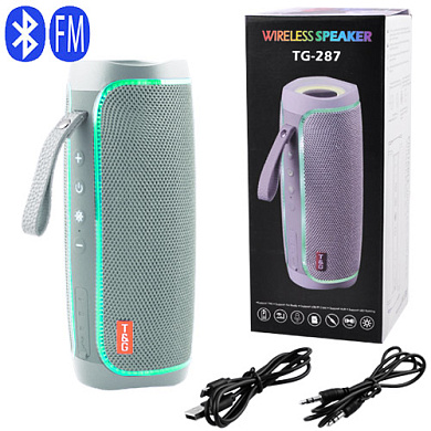 Колонка Bluetooth портативная TG-287 FM-радио USB/TF speakerphone с ремешком Grey - изображение 4