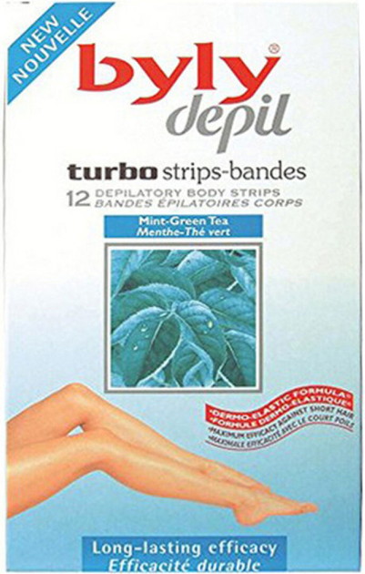 Woskowe paski Byly Body Hair Removal Strips With Mint And Green Tea 12 szt (8411104025738) - obraz 1
