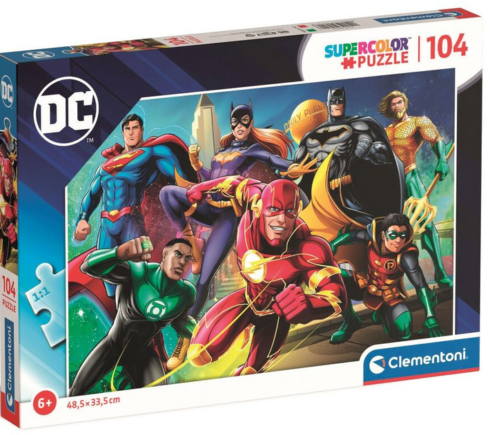 Пазл Clementoni Super Kolor DC Comics Justice League 48.5 x 33.5 см 104 деталей (8005125257218) - зображення 1