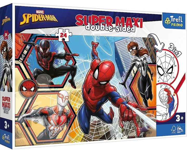 Puzzle do kolorowania Trefl Super Maxi Attack Spider-Man 60 x 40 cm 24 elementy (5900511410068) - obraz 1