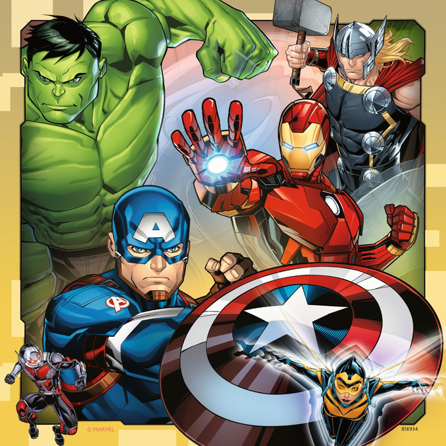 Набір пазлів Ravensburger Marvel Avengers Assemble 21 x 21 см 3 x 49 деталей (4005556080403) - зображення 2