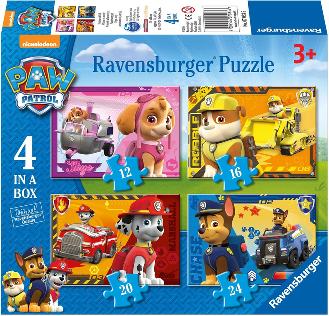 Zestaw puzzli Ravensburger Psi Patrol 19 x 14 cm 4 x 72 elementy (4005556070336) - obraz 1