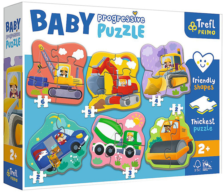 Zestaw puzzli Trefl Baby Progressive Pojazdy 6 x 22 elementy (5900511440041) - obraz 1