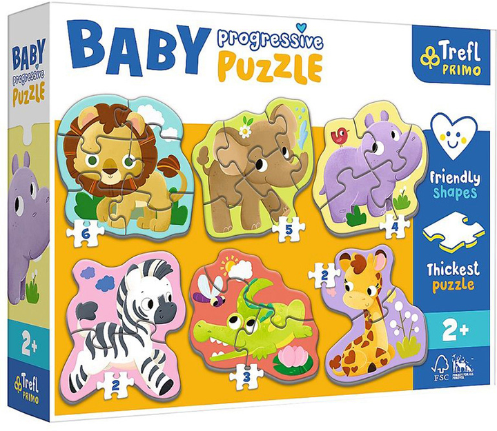 Zestaw puzzli Trefl Baby Progressive Safari 6 x 22 elementy (5900511440027) - obraz 1