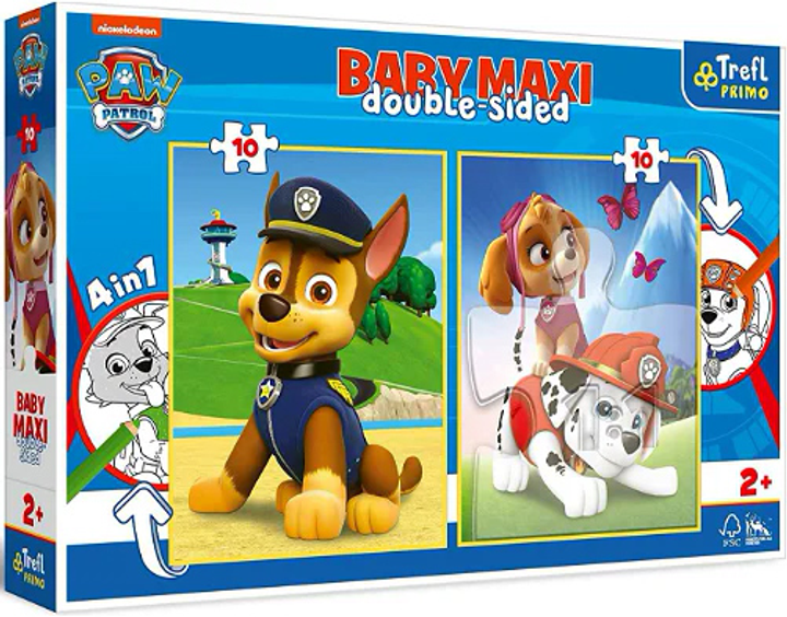 Puzzle do kolorowania Trefl Baby Maxi Paw Patrol Puppy Patrol Team 2 x 10 elementów (5900511430035) - obraz 1