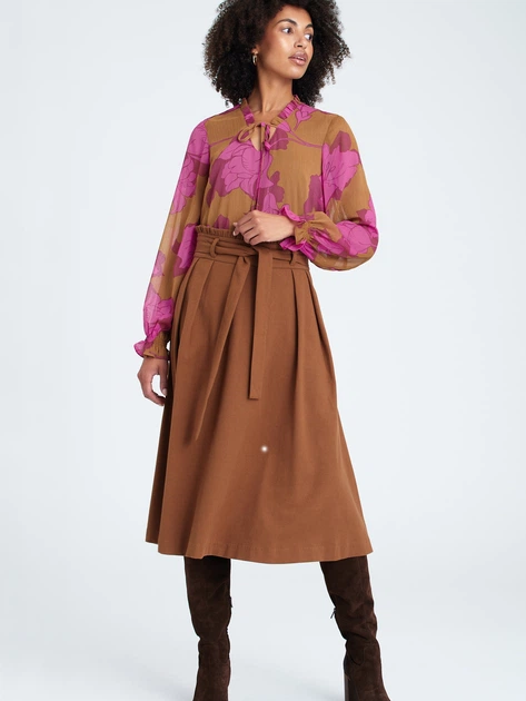 Spódnica rozkloszowana damska midi Greenpoint SPC311W2282X00 36 Złota (5903245355773) - obraz 3