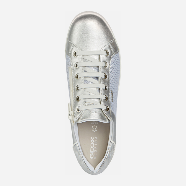 Sneakersy damskie z eko skóry do kostki Geox D041BB0ASAJ 39 Biały/Srebrny (8050036009906) - obraz 4