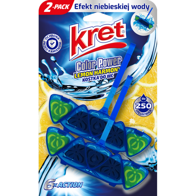 Zawieszka do WC Kret Color Power barwiąca wodę Lemon Harmony 2 x 40 g (5900931029130) - obraz 1