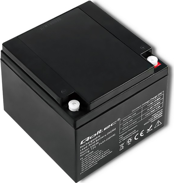 Akumulator Qoltec AGM 12V 24Ah max 360A (5901878530369) - obraz 3
