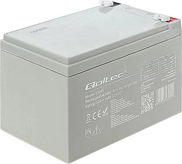 Akumulator Qoltec AGM 12V 14Ah max. 210A 53045 (5901878530451) - obraz 1